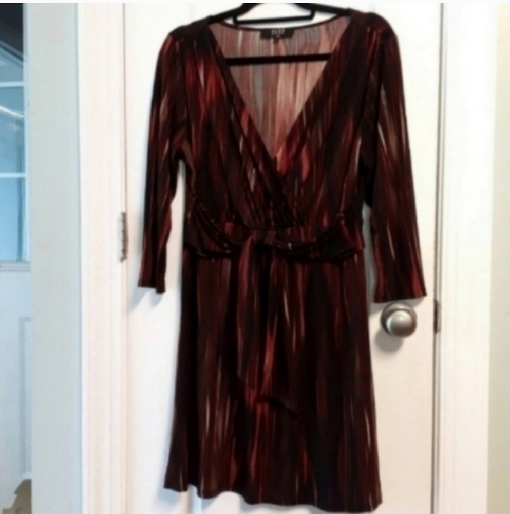Alex Marie Elegant Multicolor Ombre Striped Dress LP Midi Career Office Dressy